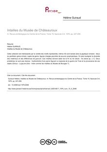 Intailles du Musée de Châteauroux - article ; n°3 ; vol.15, pg 247-259