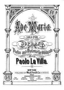 Score, Ave Maria, Ave Maria Solo for Soprano with Violin and Violoncello Obligato