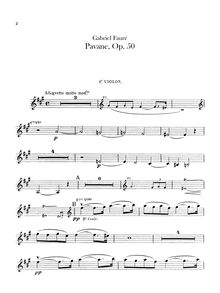 Partition violons I, II, Pavane, Op.50, F♯ minor, Fauré, Gabriel