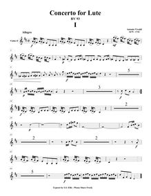 Partition violons II (alternate , partie pour altos), luth Concerto en D major, RV 93