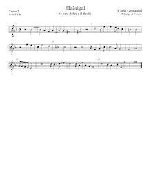 Partition ténor viole de gambe 3, octave aigu clef, Madrigali a Cinque Voci [Libro secondo] par Carlo Gesualdo