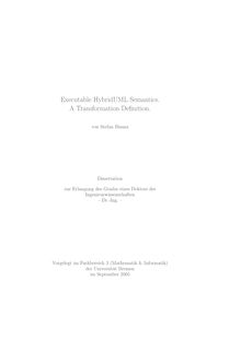 Executable hybridUML semantics [Elektronische Ressource] : a transformation definition / von Stefan Bisanz