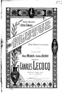 Partition complète, Plutus, Opéra comique en trois actes, Lecocq, Charles par Charles Lecocq