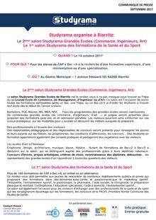 Studyrama organise deux salons d orientation à Biarritz le 14 octobre