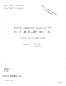 Cahiers d études ONSER du numéro 1 à 66 (1962-1985) - Récapitulatif. : Fascicule VII : Résumé