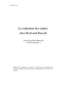 La réduction des entités chez Bertrand Russell