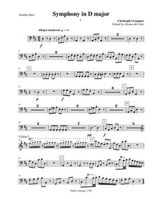 Partition Double Basses, Symphony en D major, GWV 546, Symphony No. 75 in D major