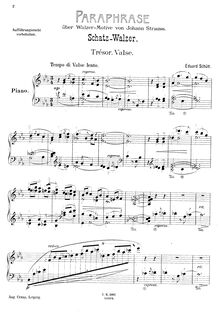 Partition No.4 - Schatz-Walzer (Treasure Waltz), Concert Paraphrases on J. Strauss s Waltz Motifs