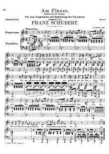 Partition complète, Am Flusse, D.160, By the River, D minor, Schubert, Franz