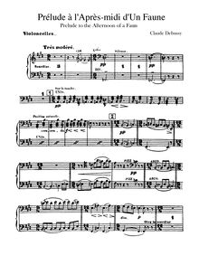 Partition violoncelles, Prélude à l’après-midi d’un faune, Debussy, Claude