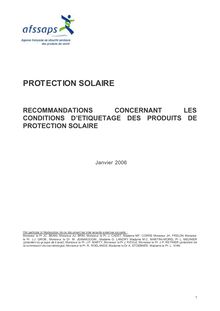 Recommandations concernant les conditions d etiquetage des produits de protection solaire : Annexe 1 20/02/2006