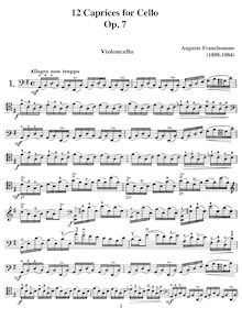 Partition complète, 12 Caprices pour violoncelle, Op.7, Franchomme, Auguste
