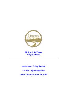 The Audit for Investment Policy  June 2007