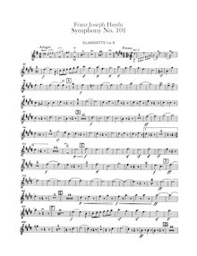 Partition clarinette 1, 2 (en A, Transposed en B♭), Symphony No.101 en D major “pour Clock”