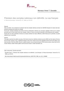 Précision des comptes nationaux non définitifs. Le cas français - article ; n°2 ; vol.49, pg 527-537
