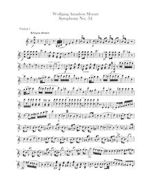 Partition violons I, II, Symphony No.34, C major, Mozart, Wolfgang Amadeus
