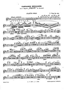 Partition flûte , partie, Fantaisie brillante sur l opéra Faust de Gounod, Op.189