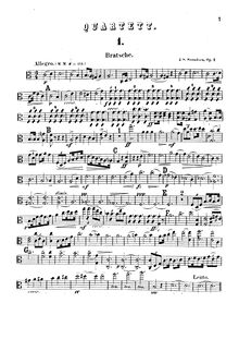 Partition viole de gambe, corde quatuor en A minor, Op.1, Svendsen, Johan par Johan Svendsen