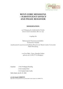 Bent-core mesogens - substituent effect and phase behavior [Elektronische Ressource] / von Hajnalka Nádasi