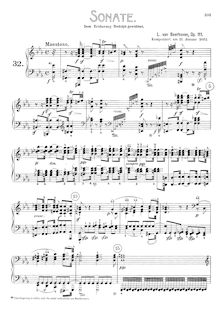 Partition complète, Piano Sonata No.32, C minor, Beethoven, Ludwig van