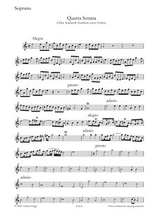 Partition Soprano, Quarta Sonata A Doi. Sopran & Trombon overo Violeta