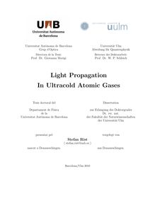 Light propagation in ultracold atomic gases [Elektronische Ressource] / vorgelegt von Stefan Rist