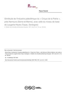 Similitude de l Industrie paléolithique du « Cirque de la Patrie », près Nemours (Seine-et-Marne), avec celle du niveau de base de Laugerie-Haute (Tayac, Dordogne) - article ; n°7 ; vol.34, pg 338-344