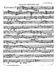 Partition violon II, Six Concertos en Seven parties, Avison, Charles