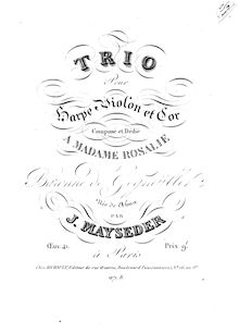 Partition parties complètes (violoncelle transcription of cor , partie - manuscript), Trio pour harpe, violon et cor, Op.41