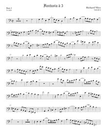 Partition Bass1 viole de gambe, clef en basse et en alto, fantaisies pour 3 violes de gambe