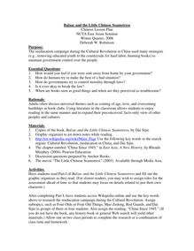 Balzac and the Little Chinese Seamstress Chinese Lesson Plan NCTA ...