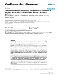 Tissue Doppler echocardiographic quantification. Comparison to coronary angiography results in Acute Coronary Syndrome patients
