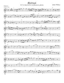 Partition ténor viole de gambe 2, octave aigu clef, madrigaux - Set 2 par John Wilbye