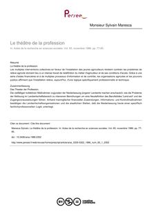 Le théâtre de la profession - article ; n°1 ; vol.65, pg 77-85