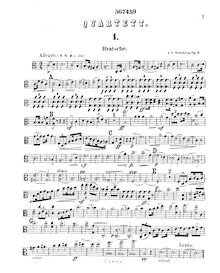 Partition viole de gambe, corde quatuor en A minor, Op.1, Svendsen, Johan