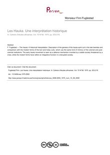 Les Hauka. Une interprétation historique - article ; n°58 ; vol.15, pg 203-216