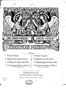Partition harpe ou Piano, Fader Vor!, The Lord’s Prayer, Miskow, Sextus