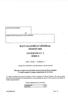 Baccalaureat 2004 lv2 allemand scientifique