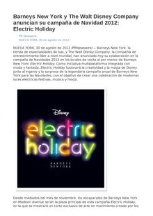 Barneys New York y The Walt Disney Company anuncian su campaña de Navidad 2012: Electric Holiday