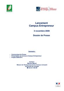 Communiqué de presse complet - Lancement Campus Entrepreneur