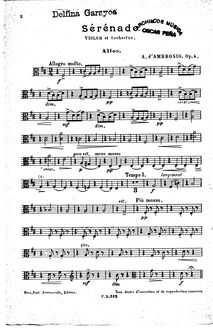 Partition altos, Sérénade pour Violon, Op.4, Serenade for Violin and Orchestra