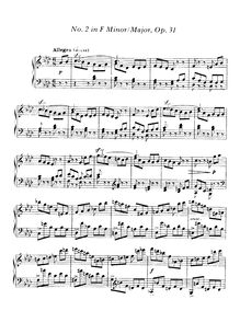 Partition complète, Impromptu No.2 en F minor, Op.31, Fauré, Gabriel