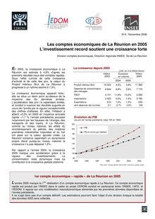 Les comptes économiques de La Réunion en 2005 : linvestissement record soutient une croissance forte