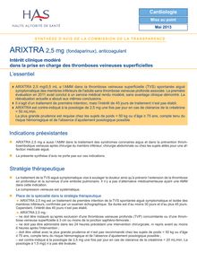 ARIXTRA 2,5 mg (fondaparinux), anticoagulant - ARIXTRA SYNTHESE CT12666