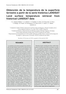 OBTENCIÓN DE LA TEMPERATURA DE LA SUPERFICIE TERRESTRE A PARTIR DE LA SERIE HISTÓRICA LANDSAT (Land surface temperature retrieval from historical LANDSAT data)