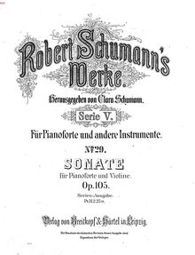 Partition complète, violon Sonata No.1, Op.105, Schumann, Robert par Robert Schumann