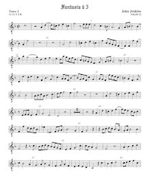 Partition ténor viole de gambe 2, octave aigu clef, fantaisies pour 5 violes de gambe par John Jenkins