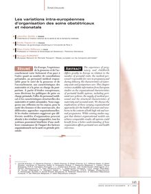 Les variations intra-européennes d’organisation des soins obstétricaux et néonatals - article ; n°1 ; vol.3, pg 145-156