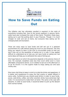 How to Save Funds on Eating Out