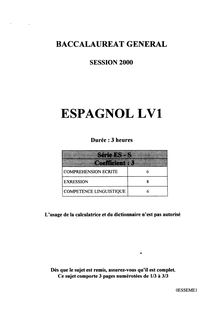 Baccalaureat 2000 lv1 espagnol sciences economiques et sociales